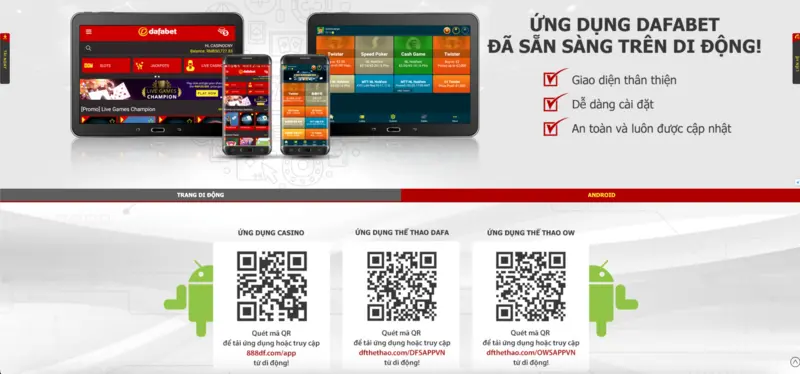 Ban co the truy cap app tron doi sau 1 lan tai Giao diện website Dafabet đơn giản, dễ sử dụng